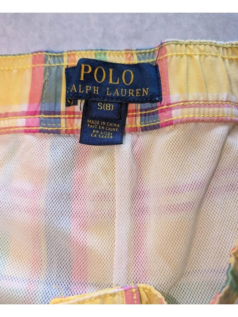 Vintage 90s/Y2K Polo Ralph Lauren Rainbow Madras Swim Trunks